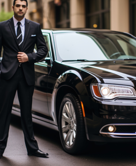 Luxury car interior with passenger